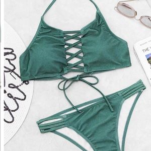 CrissCross Cutout Halter Bikini- New with tags. S